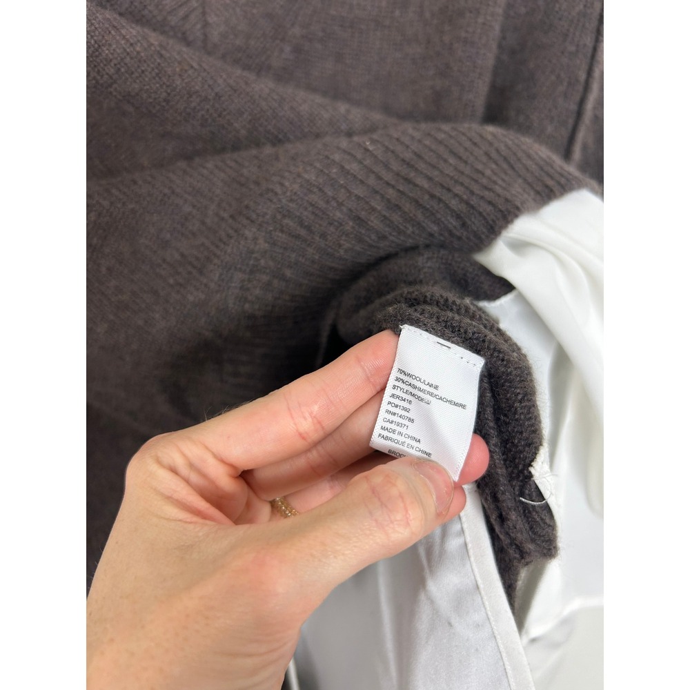 Brochu Walker Looker Layered V-Neck Sweater Wool Cashmere Char Brown Melange S - Picture 8 of 11